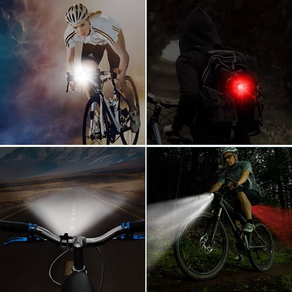 HIBIBUD USB Rechargeable Bike Light Set, (1 Pack) Super Bright Front light and Rear LED Bicycle Light, 650mAh Lithium Battery, 4 Light Mode Options (2 USB Cables and 4 Strap Included)