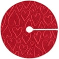 thumbnail image 1 of FMSHPON Valentine's Day Hand Drawn Red Hearts Xmas Christmas Tree Skirt Stand Mat for Holiday Party Decoration Indoor Outdoor 48 inches, 1 of 6
