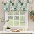 thumbnail image 2 of 2 Pack Valances for Window, Boho Spring Floral Short Curtains for Kitchen Bedroom Living Room, Retro Flowers Plants Patchwork Grid Green Rod Pocket Small Window Treatment Valance Drapes 60 x 18 Inch, 2 of 8