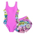 thumbnail image 3 of TAmten Girls' Swimsuit with Shorts for Tweens Floral Swimwear Bathing Suit for Young Girls(Purple,7-8 Years), 3 of 9