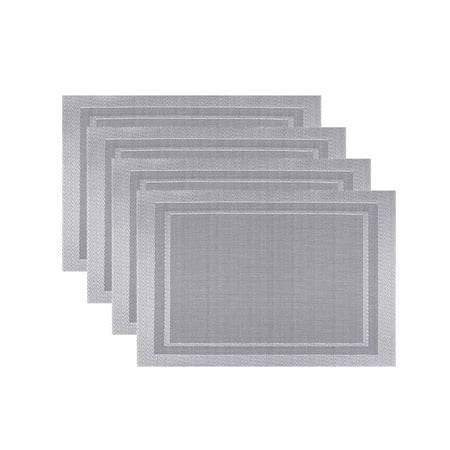 Fete Moderne Set of 4 Easy Care Wipe Clean Border Placemat | Silver