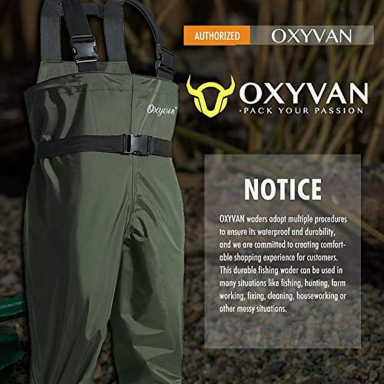 OXYVAN Waders Waterproof Lightweight Fishing Waders with Boots Bootfoot  Hunting Chest Waders for Men Women (M11/W13, Army Green)