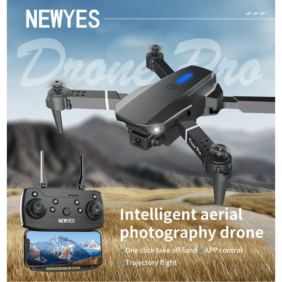 NEWYES Toy Drone with Camera for Adults Kids, 1080P WiFi FPV Camera Drone, One-Click Take Off/Landing, Altitude Hold, Headless Mode, 360° Flips, 3-Gear Speeds, Emergency Stop