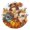 Gold, variant on Cute Birds Leaves Maple Pumpkins Autumn Round Wall Clock Silent Analog Battery Operated Black Pointer Home Decor 9.84" Diameter