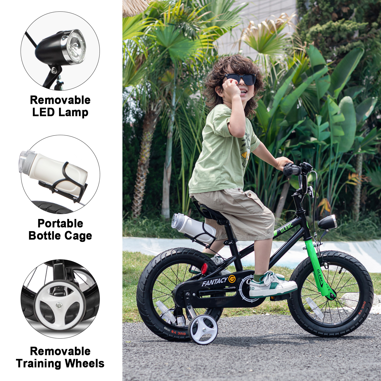 Glerc 12 Inch Toddler Bike with Training Wheels and Light photo 3