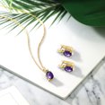 thumbnail image 4 of Gem Stone King 4.57 Ct Oval Checkerboard Purple Amethyst Green Peridot 18K Yellow Gold Plated Silver Pendant and Earrings Jewelry Set, 4 of 4