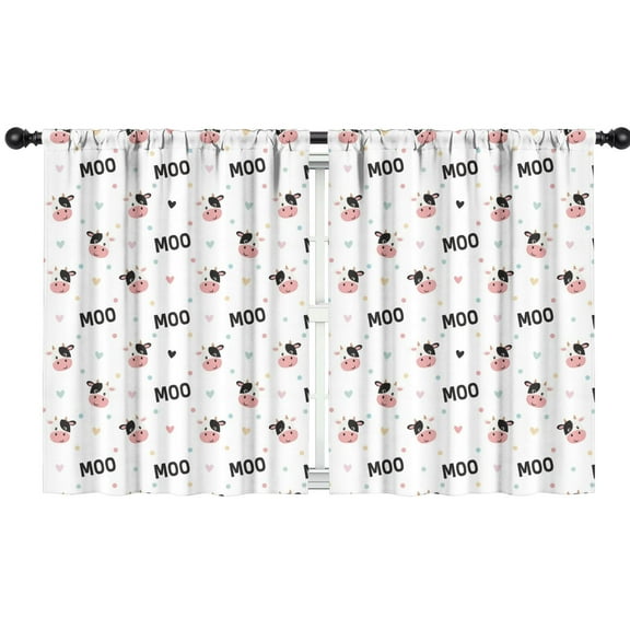 Blackout Kids Curtains,White Cow Colorful Moo Pattern Childrens Insulated Curtains Set Of 2,Bedroom Essentials,Toddler Room Decor 42x54in(106x137cm)