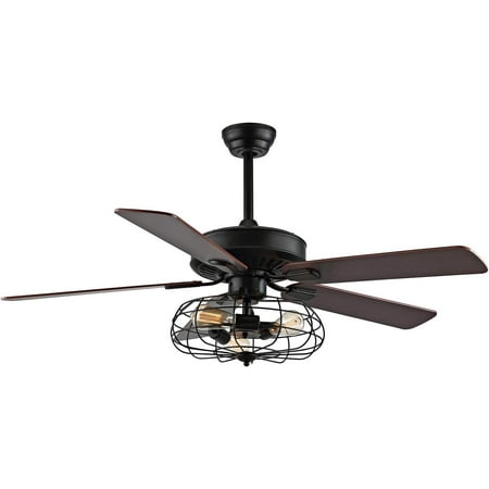 

YYFF 52” Industrial Ceiling Fan with Lights and Remote Control3 Light Cage Ceiling Fan Old Bronze5 Reversible sFarmhouse Caged Ceiling Fan for Kitchen Living Room BedroomETL Listed