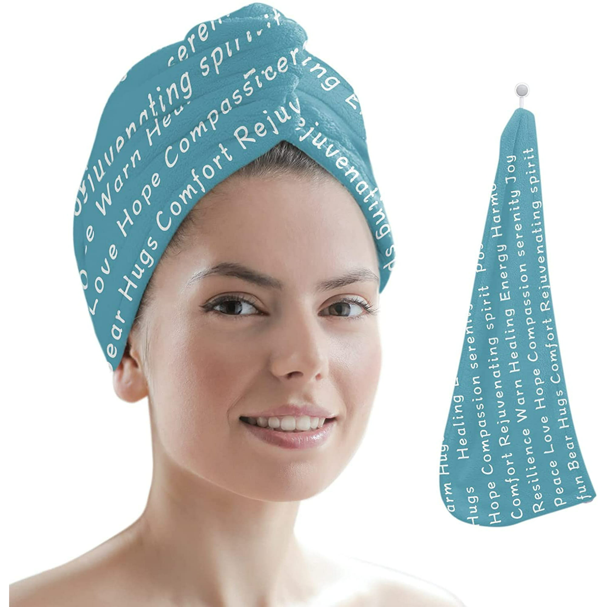 Microfiber Hair Towel Wrap for Women, Blue Super Absorbent Hair Drying  Towels, Quick Dry Hair Turban for Curly Hair, Wet Hair, Long & Thick Hair,  Warm Quotes | Walmart Canada