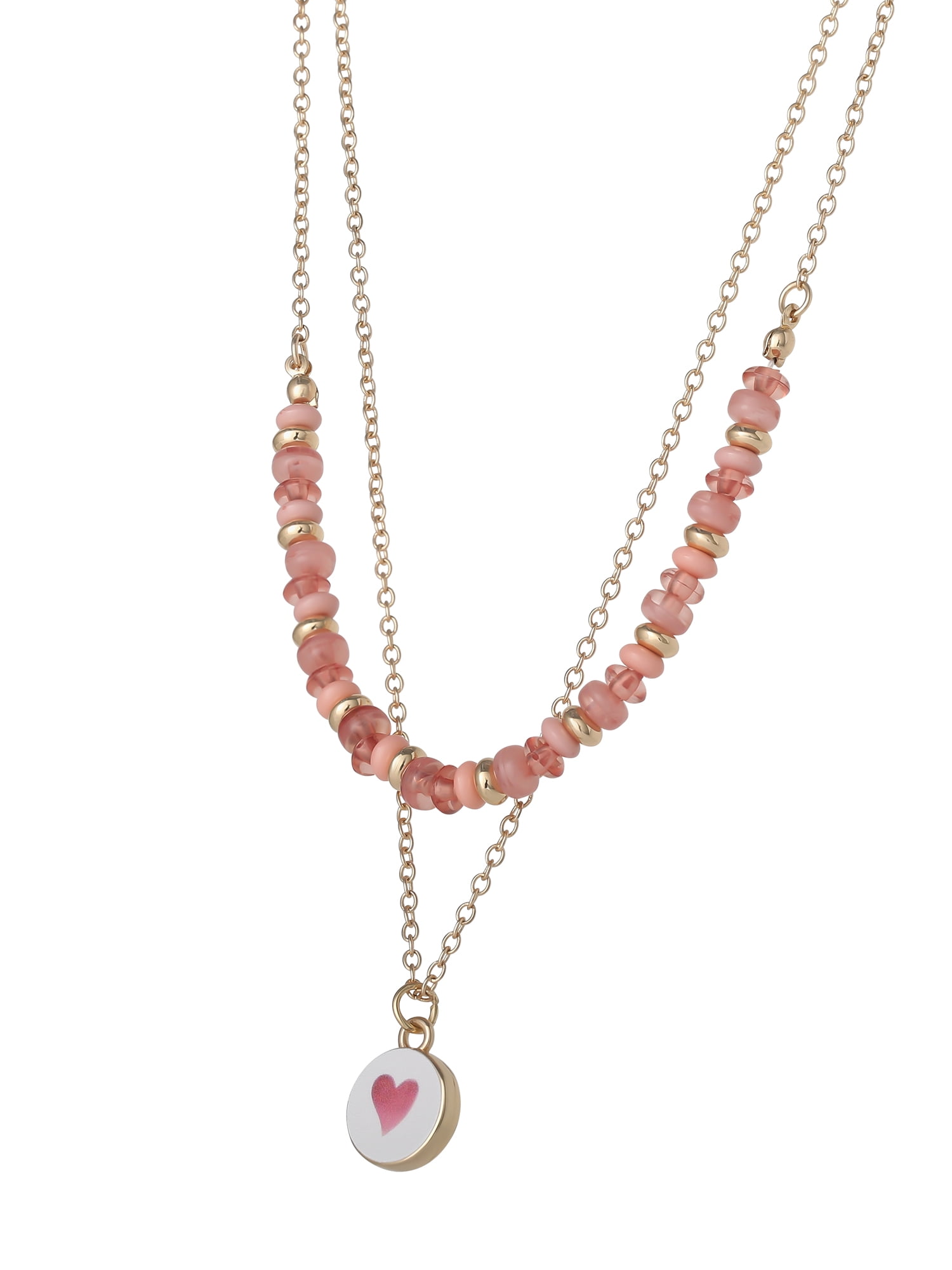 Celebrity Pink Women's Heart Layered Beaded Necklace