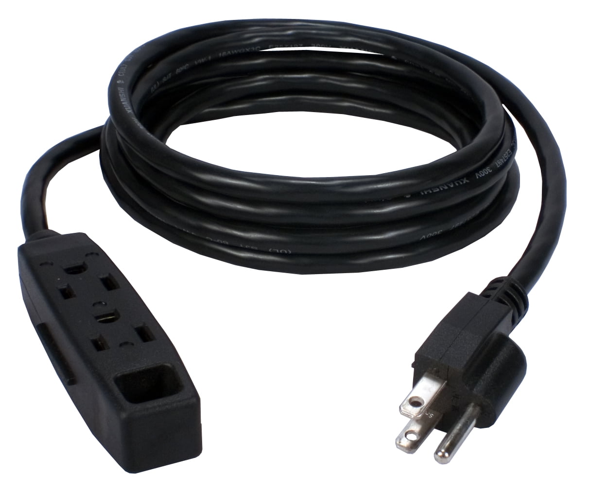 16/3 Durable Black Cable 6039154287146 10 Ft Extension Cord with 3 Electrical Power Outlet 