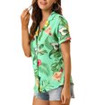 thumbnail image 5 of INSPIRE CHIC Valentine's Day Women's Shirts Hawaiian Short Sleeve Tropical Floral Button Down Tops XL Mint, 5 of 8