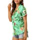 thumbnail image 4 of CAMISAS DE MUJER INSPIRADORAS CHIC Hawaianas de Manga Corta con Botones de Flores Tropicales S Mint, 4 of 7