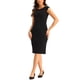thumbnail image 2 of Vestido de oficina INSPIRE CHIC para mujer, con mangas cortas, elegante, con cinturón, vestido ajustado, color negro, 2 of 6