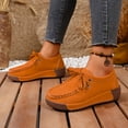 thumbnail image 3 of Dakaela Women's Slip on Casual Boat Shoes Lightweight Lace up Flat Walking Loafers Platform Wedge Office Work Shoes Orange 7.5, 3 of 8