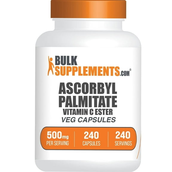 BulkSupplements Ascorbyl Palmitate Capsules - Vitamin C Ester, Vitamin C Supplement - Vegan, 1 Capsule per Serving (500mg), 240 Count