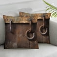 thumbnail image 3 of BANET  Horseshoe Decorative Throw Pillow Case Pack of 2, Wooden Backdrop with an Old and Vintage Concept, Couch Bedroom Living Room Cushion Cover, Brown Grey 20x20in, 3 of 7