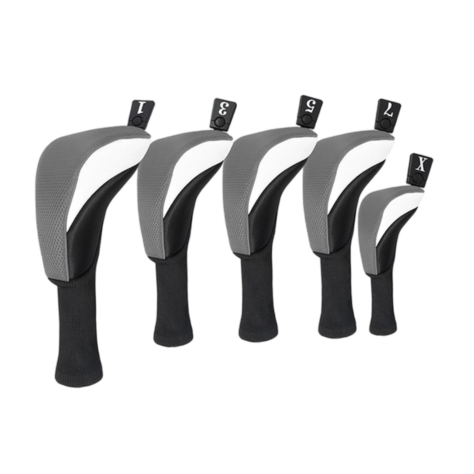 Baoblaze 5 Pieces Golf covers Golf Club Head Cover for Men Women Golfer Gift Gray