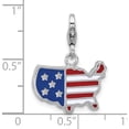 thumbnail image 4 of Sterling Silver Amore La Vita Rhodium-Plated Enameled Usa Map Charm (Width 18.75) (Length 23.6) - Jbsp, 4 of 5