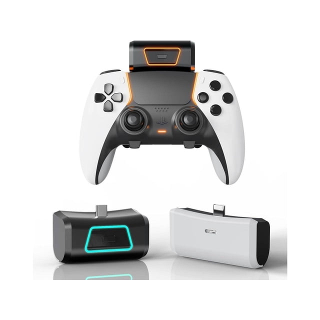 Bloc-piles Rechargeable Compatible avec Manette Dualsense/Edge PS5, Kit de Lecture et de Recharge pour Manette Playstation 5, 2000 mAh avec Indicateur LED, Câble de Chargement USB Type-C
