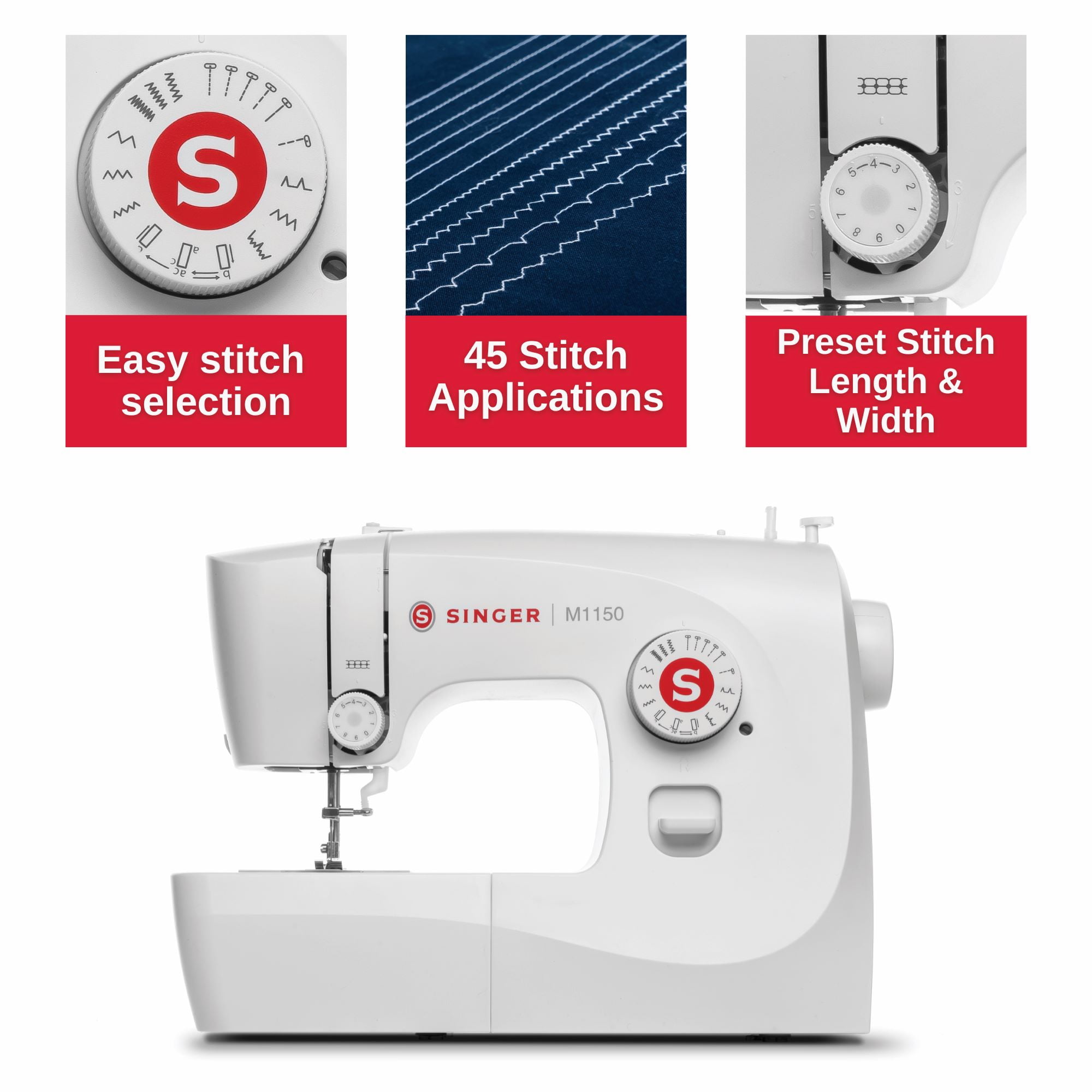 SINGER M1150 Mechanical Sewing Machine With 45 Stitch Applications, LED Light & 1Step Buttonhole | S(图2) SINGER M1150 Mechanical Sewing Machine With 45 Stitch Applications, LED Light & 1Step Buttonhole | S(图2)