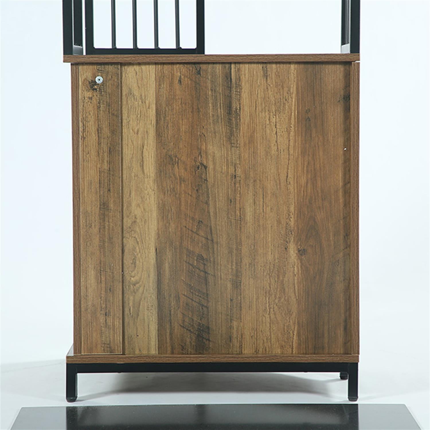 Demi Bonn 77" Corner Shelf, Industrial Bookshelf Display Shelving Unit Storage Cabinet for Home Living Room, Office, Brown