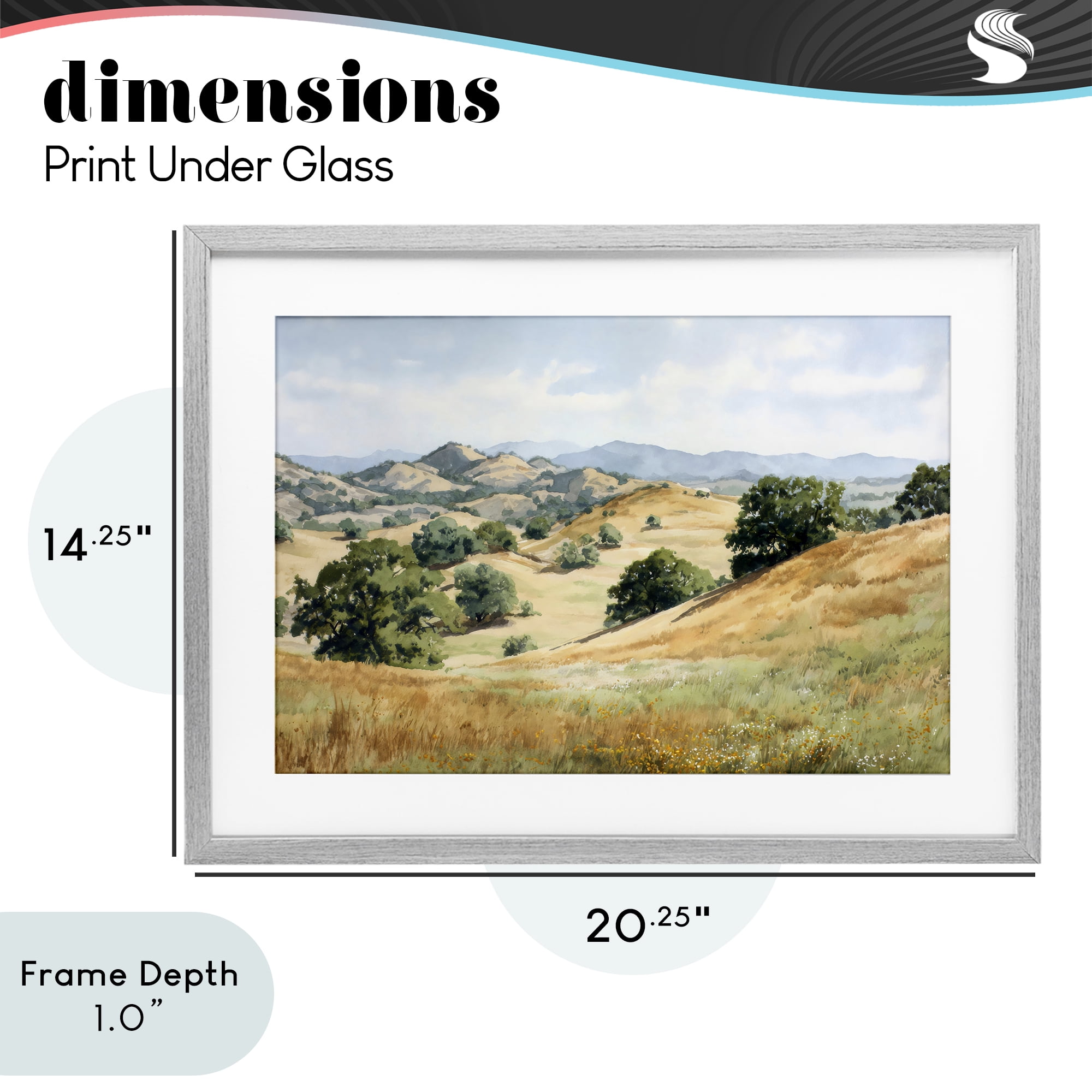 Stupell Industries Idyllic Mountains and Trees Gray Framed Print Under Glass, design by Petal Prints Design