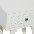 thumbnail image 6 of DecMode 16" x 24" White Mango Wood Intricately Carved Single Drawer Scroll Accent Table, 1-Piece, 6 of 11