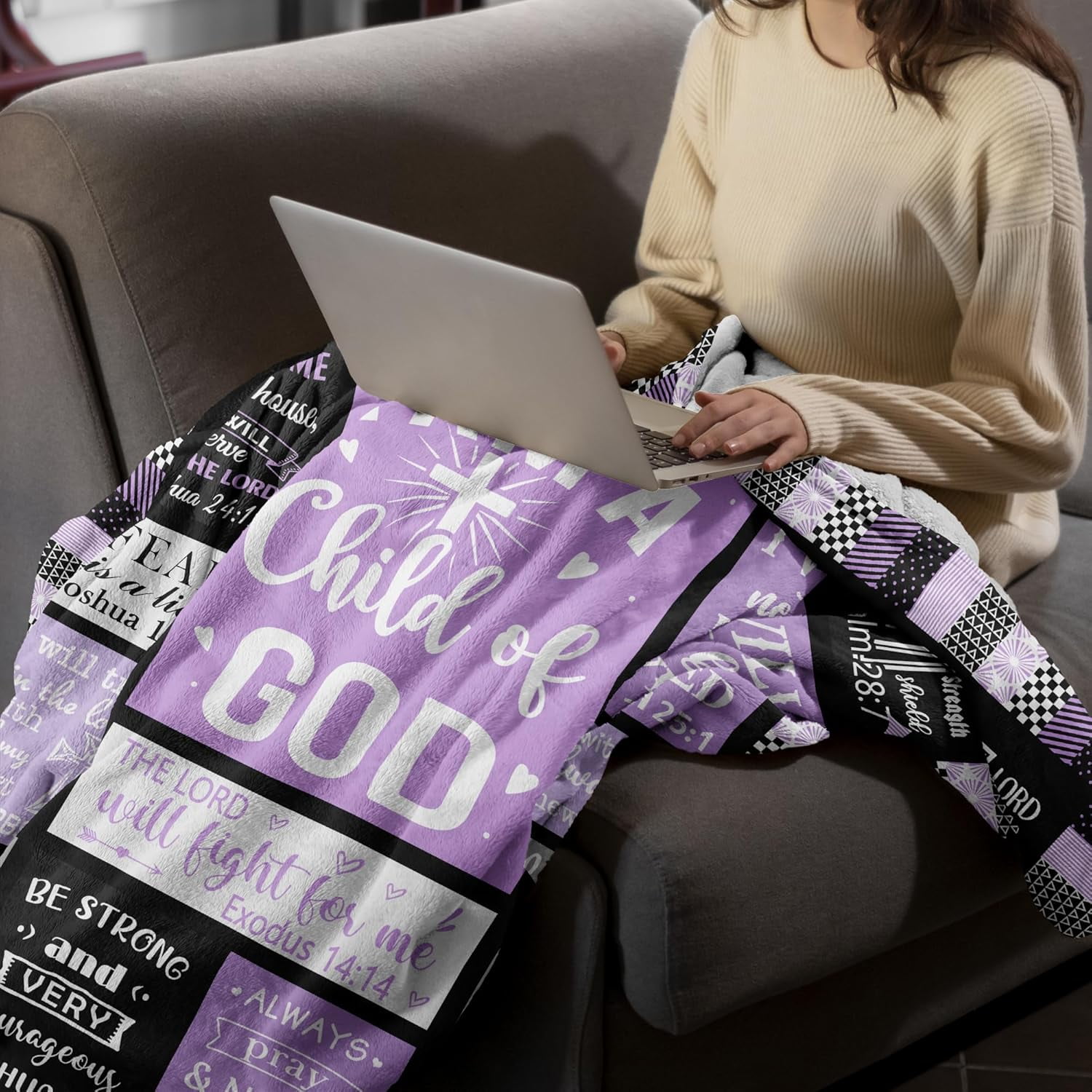 Christian Gifts for Women Blanket - Inspirational Religious Birthday Gifts - Baptism Confirmation Gifts for Girls - Catholic Spiritual Gifts for Women - Bible Verse Christian Blankets