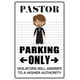 thumbnail image 1 of Letrero de metal novedoso con texto "Pastor Parking Only" (Estacionamiento solo para pastores) Tamaño: 8 x 12 pulgadas, 1 of 4