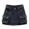 thumbnail image 3 of DuoJiaJ Women Soild Mini Cargo Skirt Low Waist Short Denim Jean Skirt Denim Skirts Women Black XS, 3 of 3