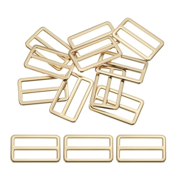 Uxcell Flat Metal Slide Buckle 1.5 Inch / 38mm, 10 Pcs Tri-glide Sliders Webbing Strap Belt Adjuster Light Golden