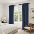 thumbnail image 2 of 100% Blackout Curtains for Bedroom,Set of 2 Panels,108inch Length Faux Linen Thermal Insulated Back Tab Drapes with Room Darkening,50"Wx108"L,Midnight Blue, 2 of 6