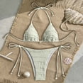 thumbnail image 2 of JSGEK Ladies Bikini Bathing Suit Padded Cups 3 Piece Ruched For Summer Swimming Activities Premium Premium Beige S, 2 of 7