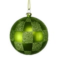 thumbnail image 2 of 4 Pack of Lime Green and Sage Checkered Ball Ornaments with Glitter Enhancements, 2 of 2