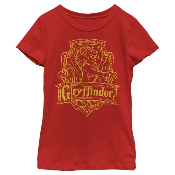 Girl's Harry Potter Gryffindor Line Art Crest  Graphic Tee Red X Large