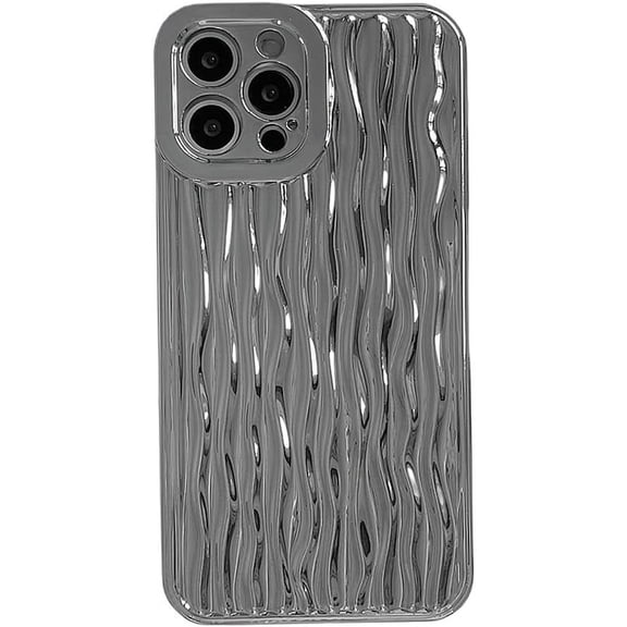 for iPhone Case,Luxury ElectroPlated Water Ripple Pattern Bumper Camera Lens Protection Soft Shockproof Phone Case (Silver,iPhone 13)
