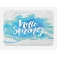 thumbnail image 1 of Hello Bath Mat, Hello Spring Printed in White Hand Lettering Design on Watercolor Pastel Blue, Plush Bathroom Decor Mat with Non Slip Backing, 29.5" X 17.5", Pale Blue White, by Ambesonne, 1 of 2