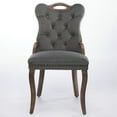 thumbnail image 3 of Hassch Velvet Dining Chairs Set of 2, Vintage Kitchen Side Chairs with Button Tufted Back, Nailhead Trim & Solid Wood Legs, Comfortable Upholstered Seat, Gray, 3 of 10