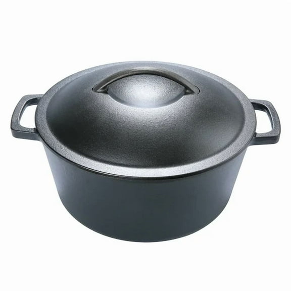 Mainstays 5 QT Non-Stick Cast Iron Pot, Black - Deep Cooking Capacity
