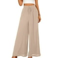 thumbnail image 4 of GZWYHT Wide Leg Pants,Palazzo Pants,Women's Wide Leg Pants Flowy Ruffle Solid Color Drawstring Waist Pants,Flowy Pants,High Waisted Pants,Sweatpants Women,Beige,L, 4 of 4