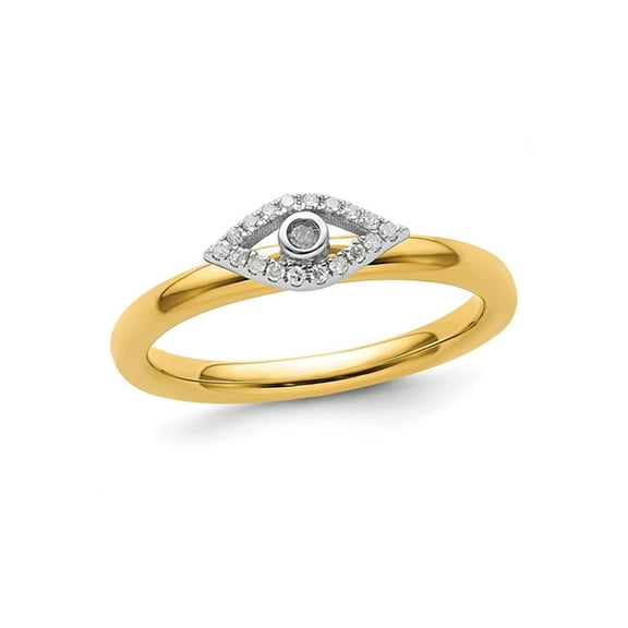 1/12 Carat (Ctw) Diamond Evil Eye Ring in Plated Sterling Silver