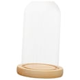 thumbnail image 3 of deevoka 3xClear Glass Dome Cover Stand with Wood Base Display Storage Decoration 7x12cm, 3 of 9