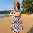 thumbnail image 4 of Balery Retro Red Black Roses Vestidos sueltos de manga corta para mujer, vestidos de verano 2025, vestidos casuales de corte A con vuelo., 4 of 6