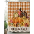 thumbnail image 2 of Fall Shower Curtain Turkey Pumpkin Shower Curtains for Bathroom Thanksgiving Decor, Waterproof Polyester Shower Curtain Set with Hooks, Stall Long Size 54"x78" Maple Leaves Orange Plaid, 2 of 6