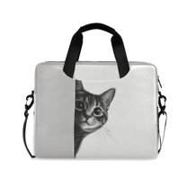 FORMRS 16" Laptop Sleeve Bag Carrying Case with Handle Travel Shoulder Briefcase, Black Cute Cat