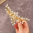 thumbnail image 2 of Wedding Hair Clip Rhinestone Bridal Hair Piece Pearl Hair Barrette Crystal Bride Wedding Hair Accessories for Women and Girls (B Gold), 2 of 4