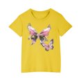 thumbnail image 3 of Riecok T Shirts for Girls Boy Plus Size Crewneck Short Sleeve Comfortable Shirt Kids Clothes Toddler Kids Girls 2025 Casual Loose Shirts Yellow 4 T, 3 of 4