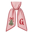 thumbnail image 2 of Christmas Wreath Sash for Front Door, Personalized with Initial Bow, Christmas Soft Cloth Wreath Sash, Screen Printed Red & White Stripes Ribbon Bow, Scalloped Edge, for Home Xmas Decor, 2 of 6