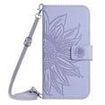 thumbnail image 2 of For Samsung Galaxy A26 5G 6.7" Sunflower  Embossed Strong Magnetic Attachment/Closure, Card Slots/Pocket, PU Leather Flip Wallet Case With Hanging Rope,Purple,For Galaxy A26 5G, 2 of 8